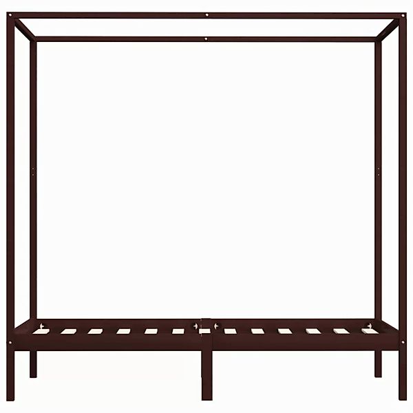 Himmelbett-gestell Dunkelbraun Massivholz Kiefer 100 X 200 Cm günstig online kaufen