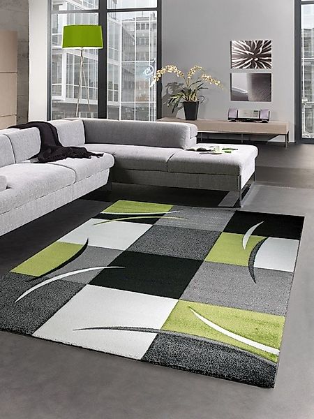 Carpetia Teppich Designer Teppich Wohnzimmerteppich karo grün grau creme sc günstig online kaufen
