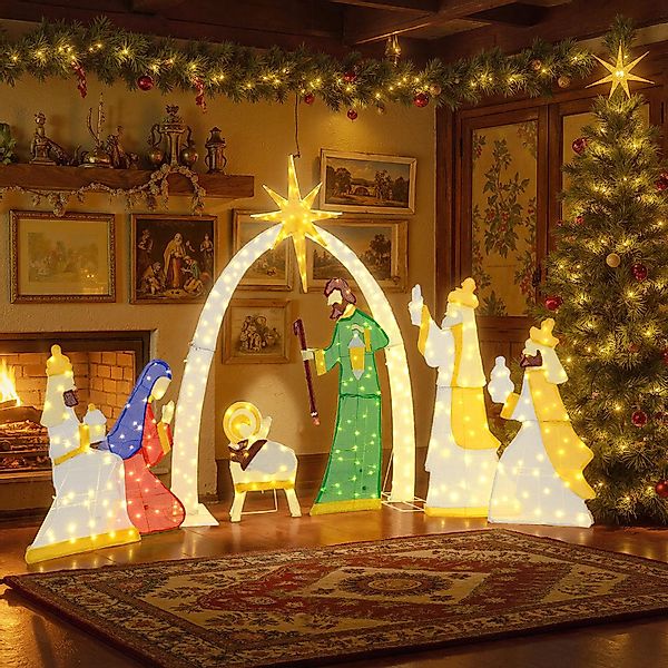 COSTWAY Weihnachtsfigur, 7 tlg. Krippe Weihnachten, günstig online kaufen