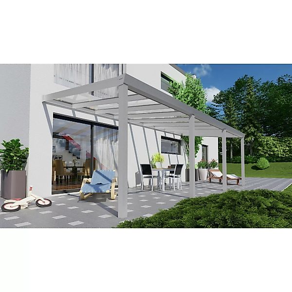 Terrassenüberdachung Professional 700 cm x 300 cm Grau Struktur Glas günstig online kaufen