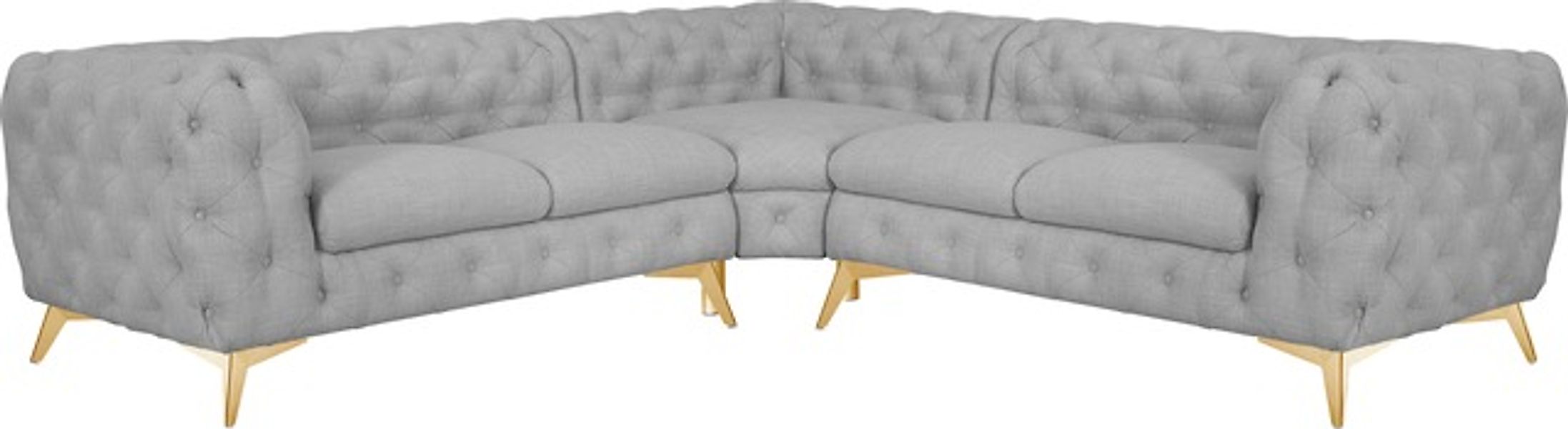 Leonique Chesterfield-Sofa »Ecksofa GLYNIS L-Form mit Wellenunterfederung, günstig online kaufen