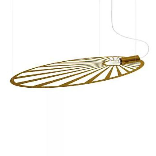 Hängelampe oval 110 cm lang Gold E27 Metall günstig online kaufen