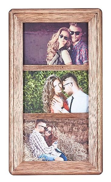 Levandeo® Bilderrahmen Collage, Bilderrahmen Collage 3 Fotos 10x15 Holz Bra günstig online kaufen