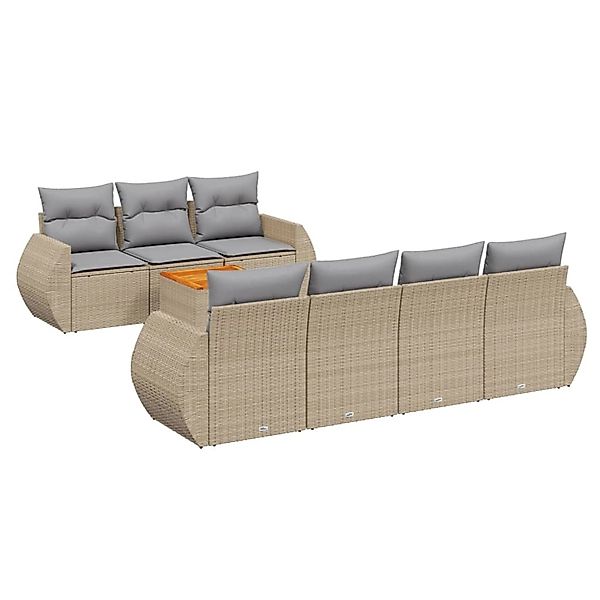 vidaXL 8-Tlg Garten-Sofagarnitur mit Kissen Beige Poly Rattan 3257242 günstig online kaufen