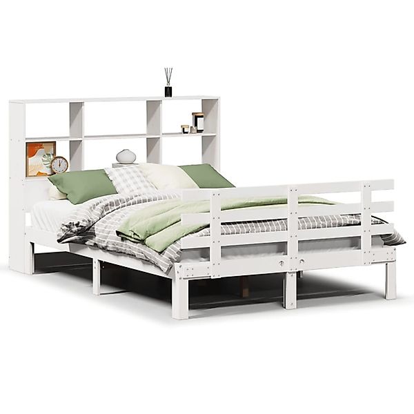 vidaXL Massivholzbett mit Regal ohne Matratze Weiß 120x190 cm Kiefer 332274 günstig online kaufen