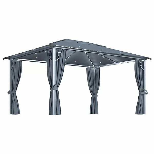 Pavillon Mit Vorhängen & Lichterketten 400x300 Cm Anthrazit Alu günstig online kaufen