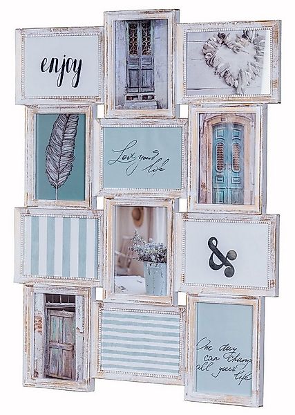 Levandeo® Bilderrahmen Collage, Bilderrahmen 54x72cm 12 Fotos 13x18cm Weiß günstig online kaufen
