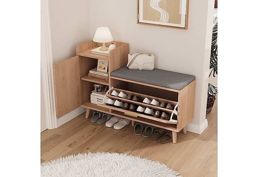 FUROKOY Schuhbank Schuhschrank Schuhregal mit Klappen und Fächern, Schuhreg günstig online kaufen