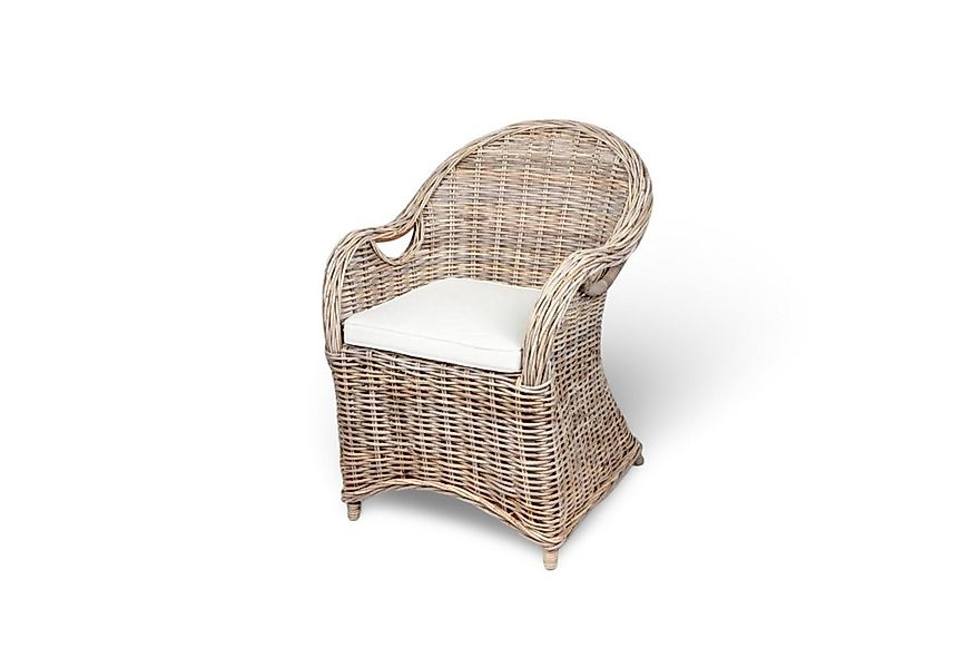 BURI Gartensessel Rattansessel mit Sitzkissen Sessel grau Stuhl Rattan Korb günstig online kaufen