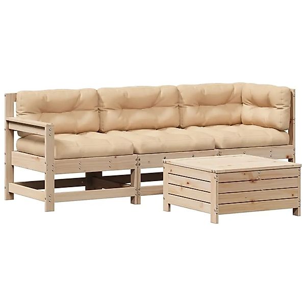 vidaXL 4-Tlg Garten-Lounge-Set mit Kissen Massivholz Kiefer 3250780 günstig online kaufen