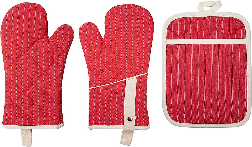 stuco Topfhandschuhe gestreift, (Set, 3-tlg., bestehend aus 2x Ofenhandschu günstig online kaufen