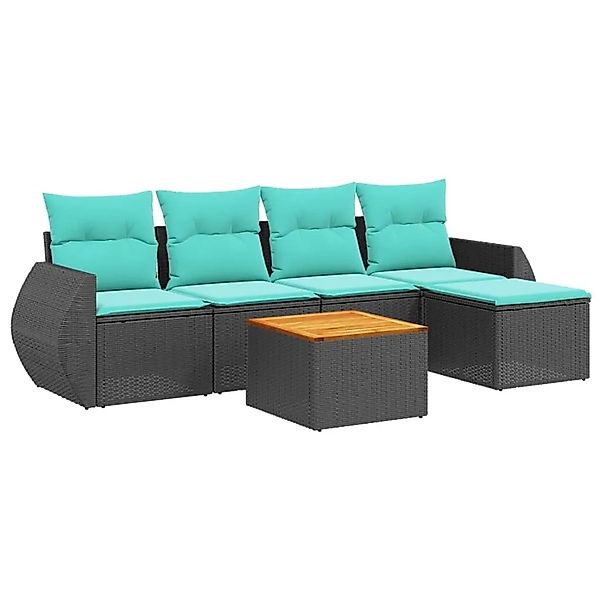 vidaXL 6-Tlg Gartensofa-Set mit Kissen Schwarz Polyrattan 3224979 günstig online kaufen