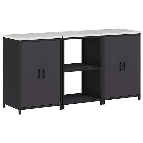 vidaXL Aufbewahrungsset für die Küche mit Regal mit Tür 3 Stk Schwarz 33926 günstig online kaufen