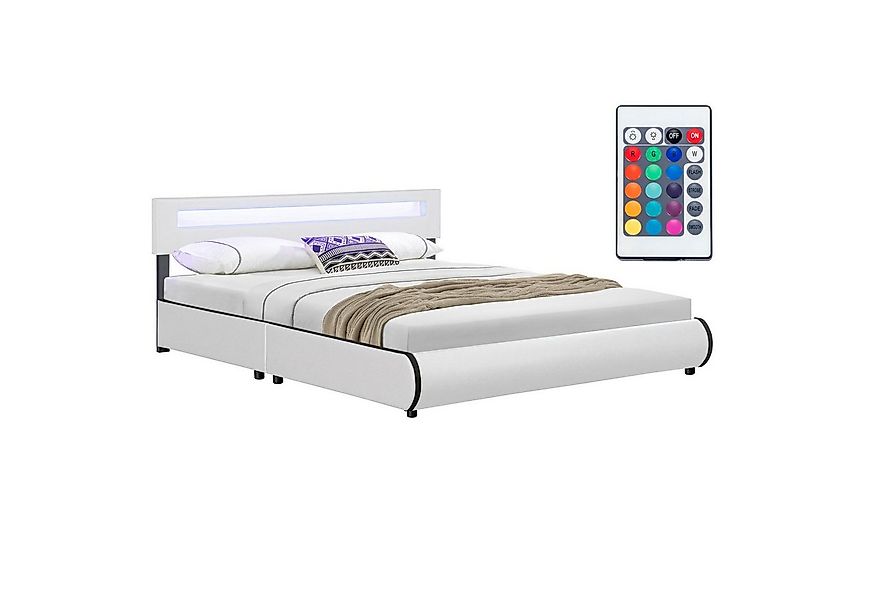 Juskys Polsterbett Sevilla, 180x200 cm, RGB-LED, Kunstleder, gepolstertes K günstig online kaufen