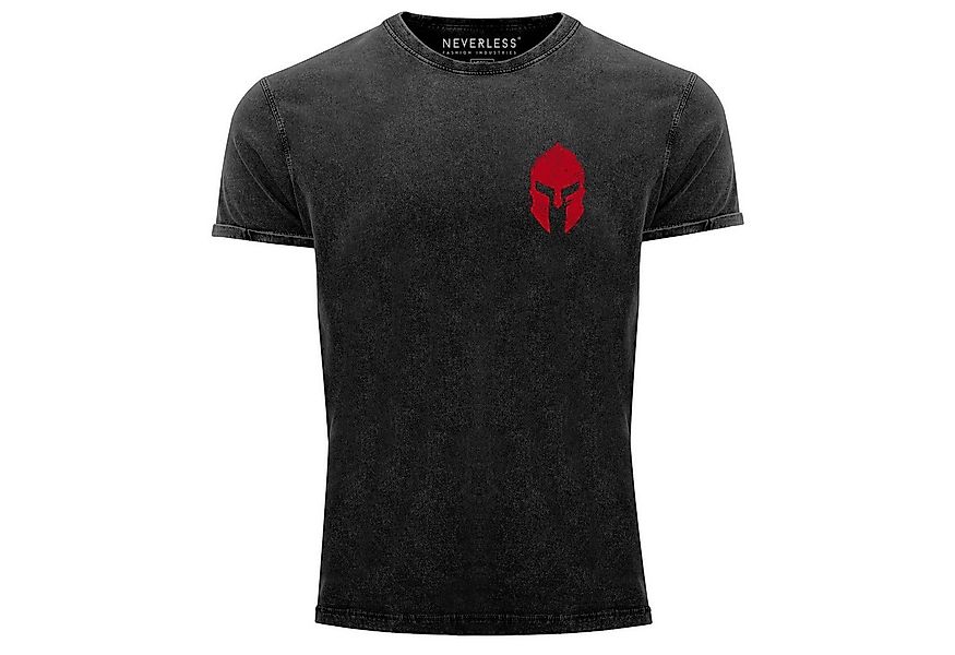 Neverless Print-Shirt Herren Vintage Shirt Logo Print Sparta-Helm Spartaner günstig online kaufen