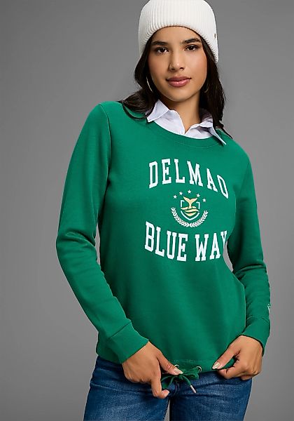 DELMAO Sweatshirt, Weiche Baumwollmischung mit Print und Kordelzug am Saum günstig online kaufen