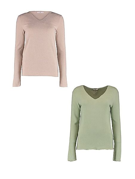 HaILY’S T-Shirt 2er-Set V-Ausschnitt Normale Passform (2-tlg) LS V TP Zi44n günstig online kaufen