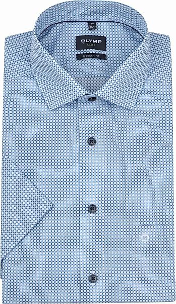 OLYMP Short Sleeve Hemd Luxor Druck Blau  - Größe 42 günstig online kaufen