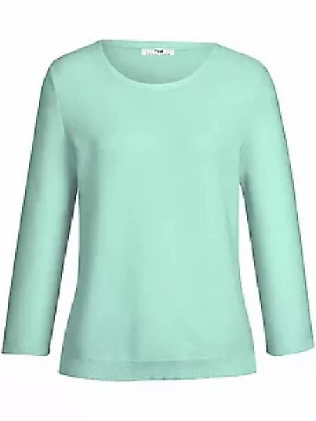Rundhals-Pullover 3/4-Arm aus 100% SUPIMA®-Bau Peter Hahn türkis günstig online kaufen