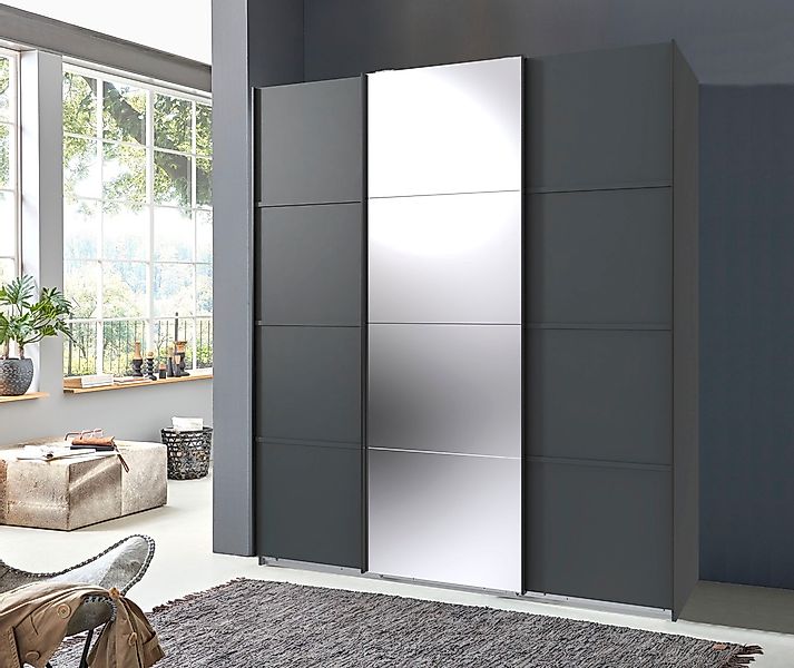 Wimex Schwebetürenschrank »Jork Kleiderschrank mit Spiegel, schwarze Metall günstig online kaufen