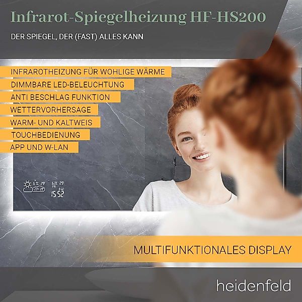 Heidenfeld Infrarotheizung Spiegelheizung HF-HS200 inkl. Touchdisplay günstig online kaufen