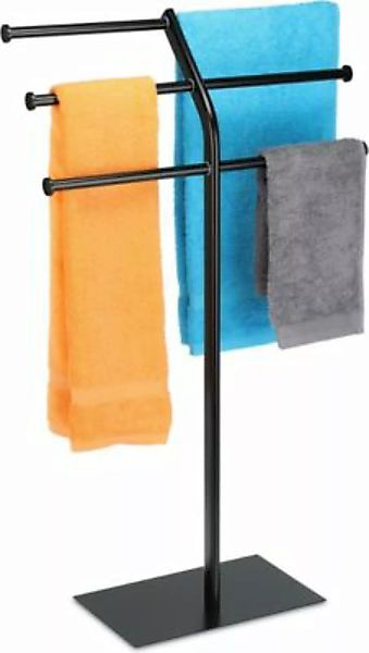 relaxdays Handtuchhalter mit 3 Stangen schwarz günstig online kaufen