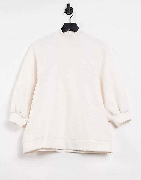 Monki – Simone – Weißes Sweatshirt aus Bio-Baumwolle mit voluminösen Ärmeln günstig online kaufen
