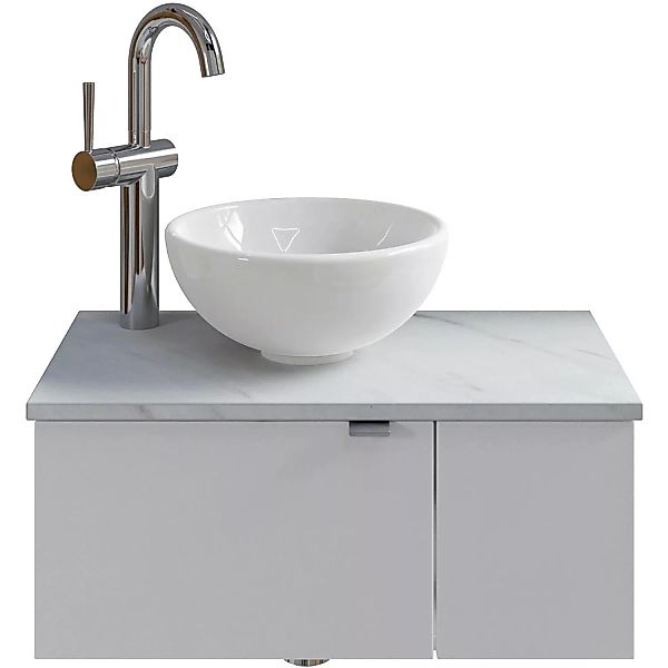 Pelipal Waschtisch-Set V1 Weiß Glanz-Marmor Weiß 2 Türen Anschlag L 61 cm günstig online kaufen