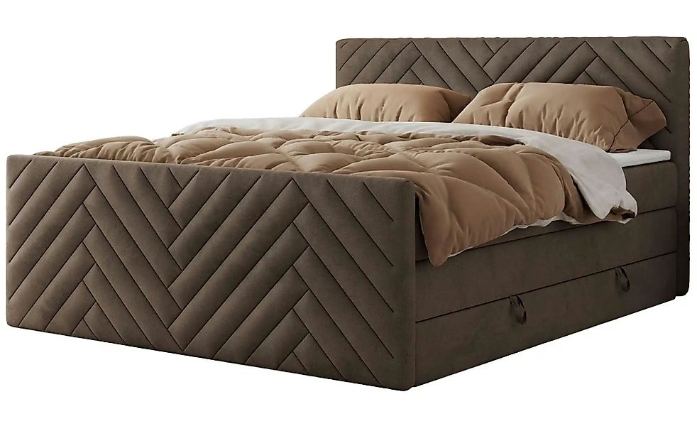Boxspringbett mit Bettkasten Paris King Duo ¦ braun ¦ Maße (cm): B: 201 H: günstig online kaufen