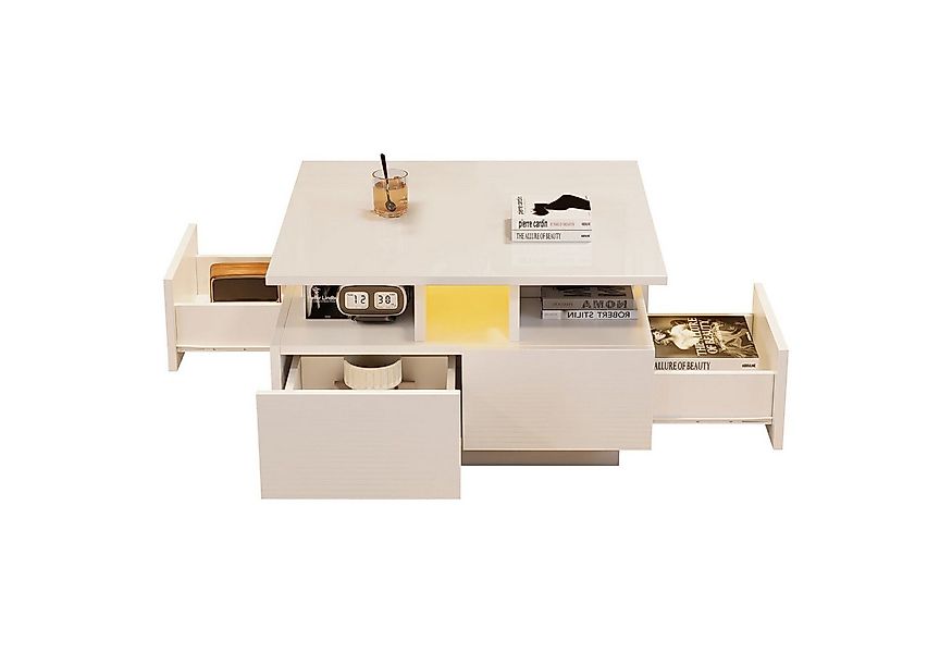 Merax Couchtisch hochglanz Sofatisch Beistelltisch mit LED-Beleuchtung & US günstig online kaufen