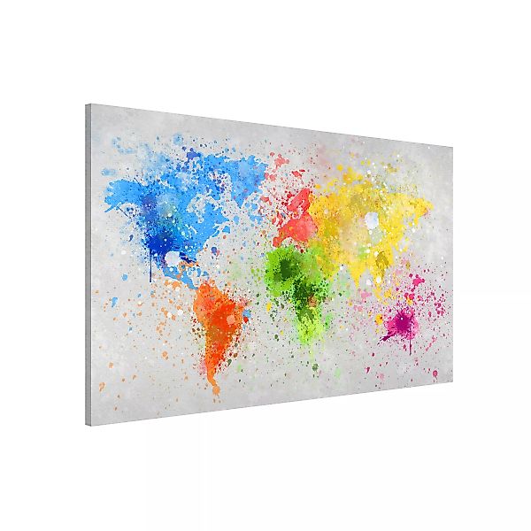 Magnettafel Stadt-, Land- & Weltkarte - Querformat 3:2 Bunte Farbspritzer W günstig online kaufen