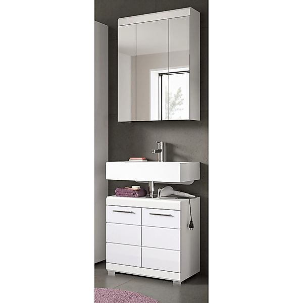 Inn.Furn Badmöbel Set 2-teilig in Weiß Hochglanz 60 cm Shawn günstig online kaufen