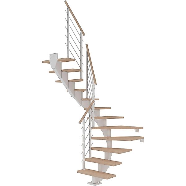 Dolle Mittelholmtreppe Hamburg Eiche Weiß GH bis 258 cm 1/2 Gewendelt 75 cm günstig online kaufen