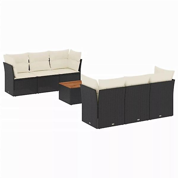 vidaXL 7-tlg Garten-Sofagarnitur mit Kissen Schwarz Poly Rattan Modell 99 günstig online kaufen