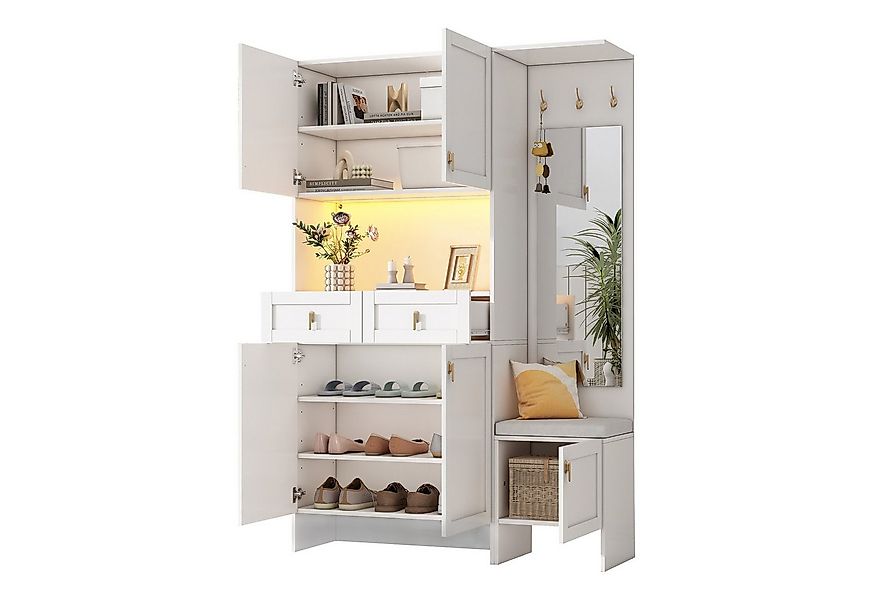 i@home Garderoben-Set Garderoben-Set, mit Schuhbank und Schuhschrank, weiß, günstig online kaufen
