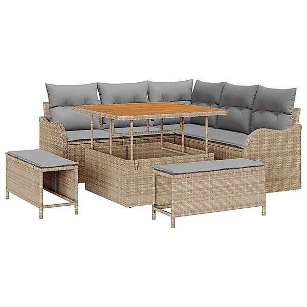 vidaXL Garten-Sofa-Set 8-Tlg Beige Poly Rattan 3362257 günstig online kaufen