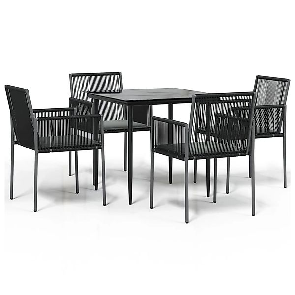 vidaXL 5-Tlg Garten-Essgruppe mit Kissen Schwarz Poly Rattan Stahl 3187066 günstig online kaufen