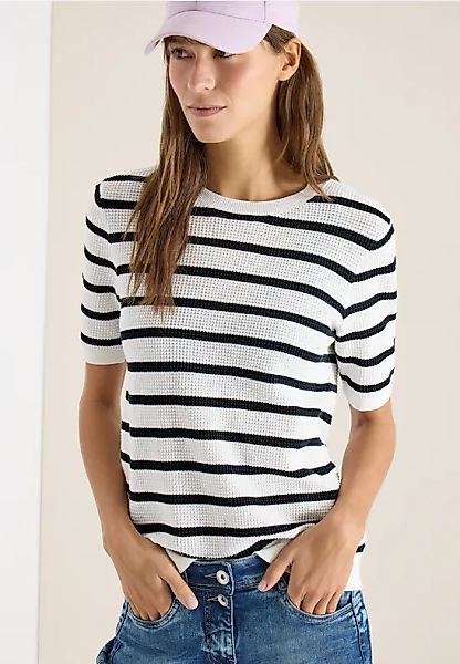 Kurzarm Pullover mit Struktur und Streifen günstig online kaufen