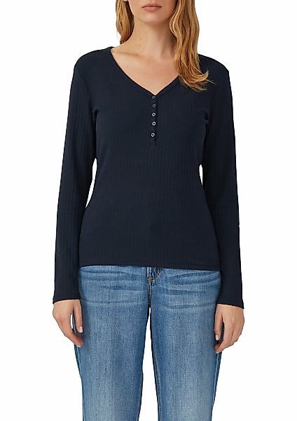 s.Oliver Langarmshirt, mit kurzer Knopfleiste, in Ripp-Optik günstig online kaufen