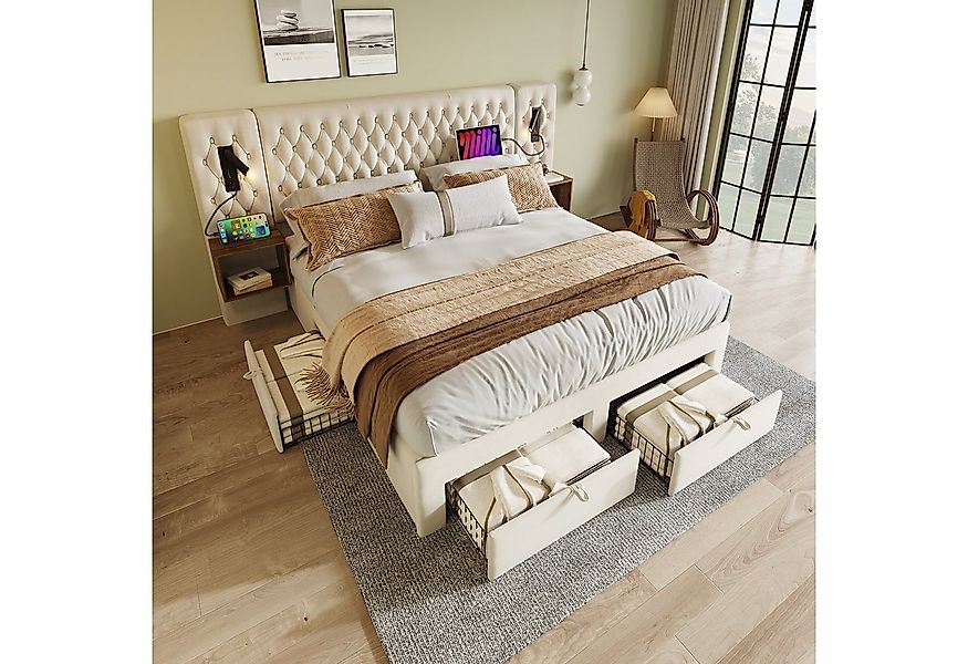 HAUSS SPOLE Polsterbett Polsterbett 180×200cm, 2 Nachttischen, 4 Schubladen günstig online kaufen