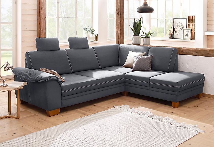Home affaire Ecksofa »Husum L-Form«, mit Sitztiefenverstellung, Federkern-P günstig online kaufen
