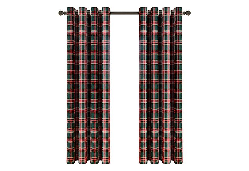 Jibenhome Vorhang Weihnachtsvorhänge Ösen Vorhang, Rot-Grün kariert Scheibe günstig online kaufen
