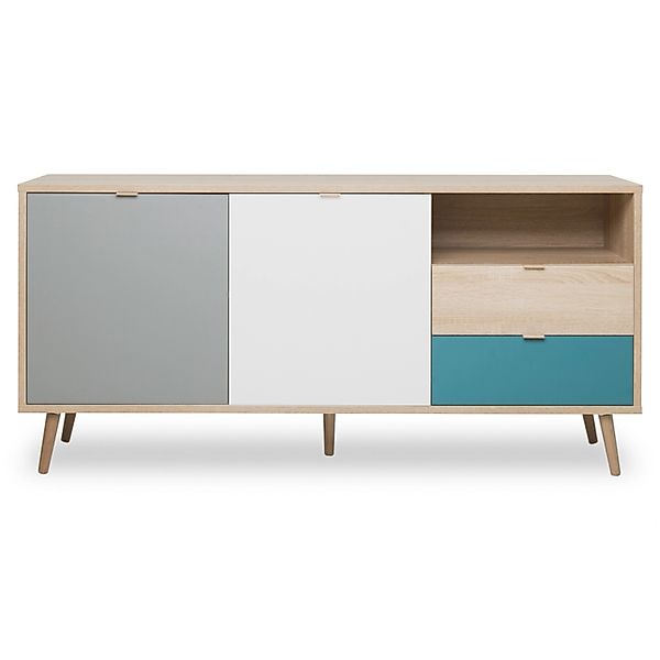 Furn.Design Sideboard Scandi Eiche Sonoma 150 cm 2 Türen 2 Schubkästen Colo günstig online kaufen