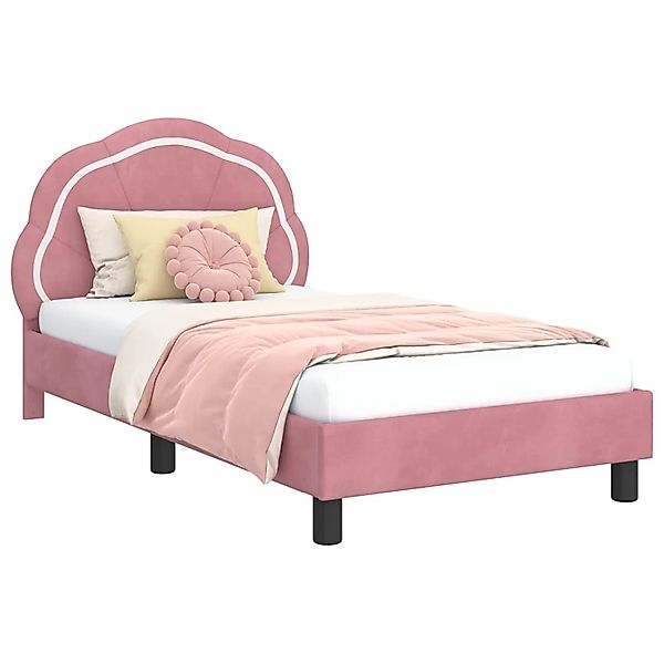 vidaXL Kinderbettgestell mit Kopfteil Rosa 80 x 160 cm Samt 42010904 günstig online kaufen