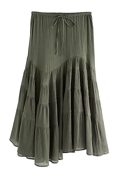 Next Midirock Gestufter Boho-Midirock aus 100 % Baumwolle (1-tlg) günstig online kaufen