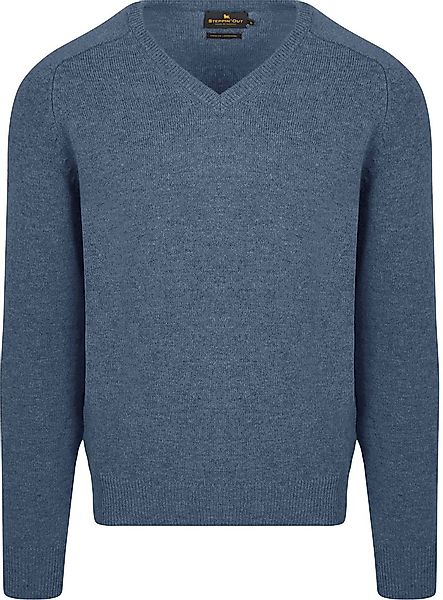 Steppin' Out Pullover V-Ausschnitt Lammwolle Mid Blau - Größe XXL günstig online kaufen