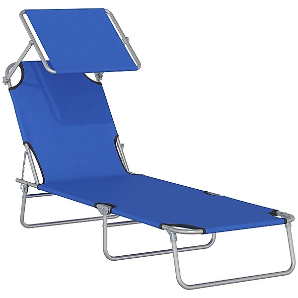Outsunny Sonnenliege mit Sonnenschutz, Gartenliege klappbar wetterfest, Oxf günstig online kaufen