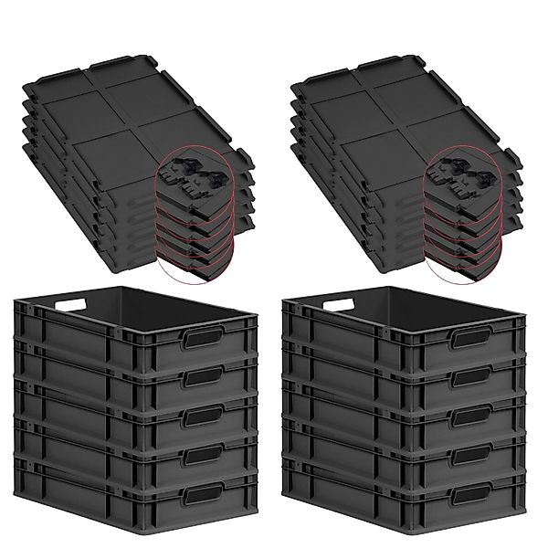 PROREGAL SuperSparSet 10x Eurobox Nextgen Grip Mit Scharnierdeckel Und Schw günstig online kaufen