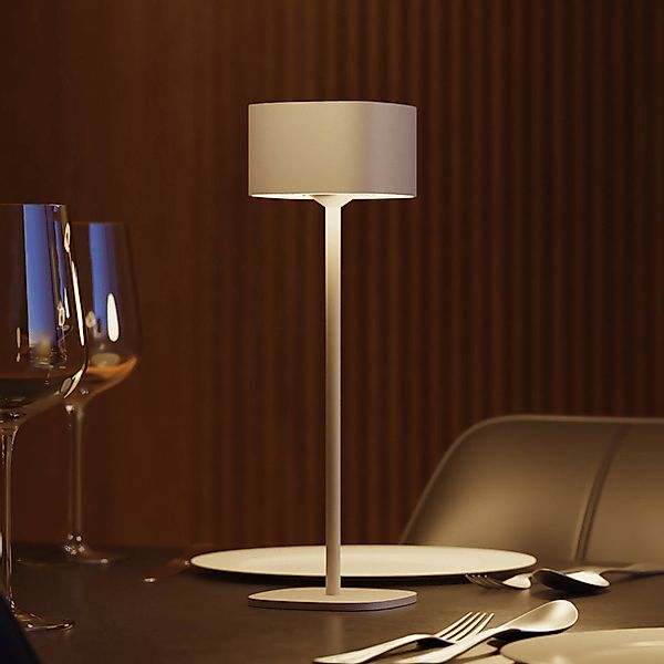 Calex LED-Akku-Tischleuchte Serino, sand, Aluminium, 2.700 K günstig online kaufen