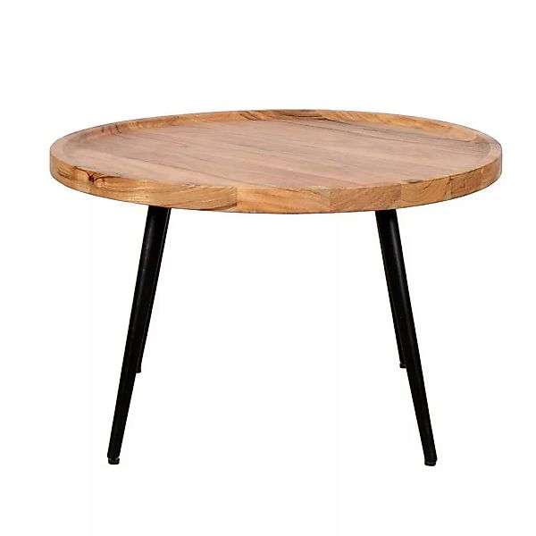 Sofa Tisch mit Holzplatte in Akaziefarben Schwarz günstig online kaufen